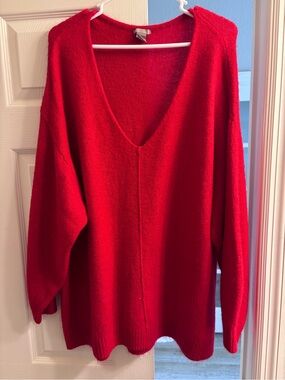 H&M Red V-Neck Women's Sweater